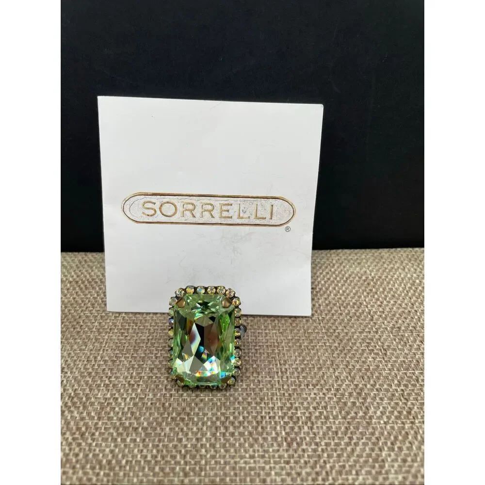 Sorrelli Oversized Green Swarovski Crystal Statement Ring